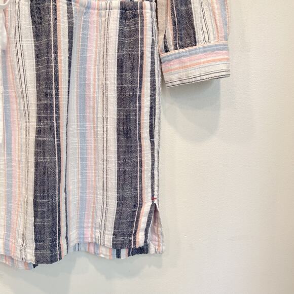 Xirena Sorento Striped Button Tie Tunic Dress Pink Size M - Picture 5 of 8